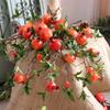 6 Head Artificial Pomegranate Branch Stem Faux Fruit for Vase Realistic Faux Pomegranates Tree Branch for Decoration