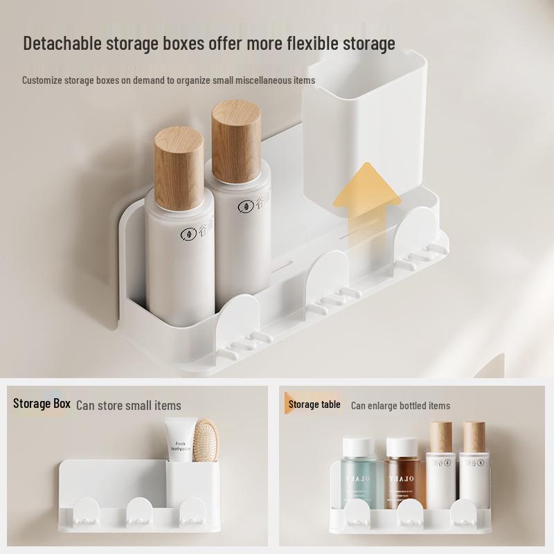 Wall-Mounted Toothbrush & Toothpaste Holder with Mouthwash Cup, Punch-Free