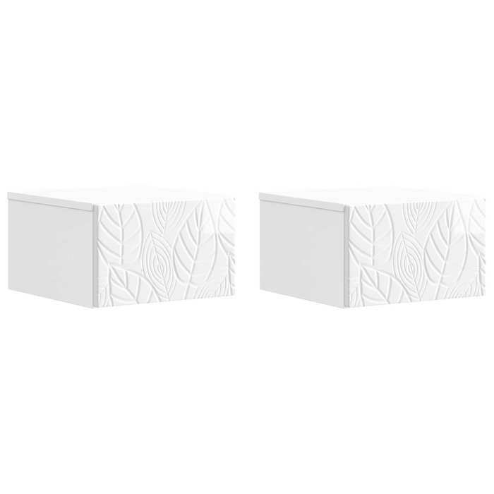 Meuble de chevet mural - MAISON EXCLUSIVE - 2 pièces - Blanc brillant - 1 tiroir - Gain de place
