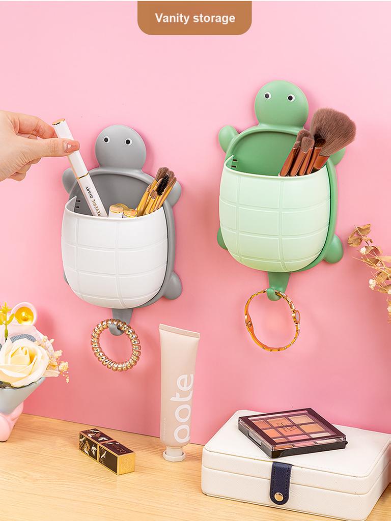 New Turtle Shelf Cosmetic Organizer Storage Box for Bedroom Bathroom Toothbrush Bedside Phone Wall Mount