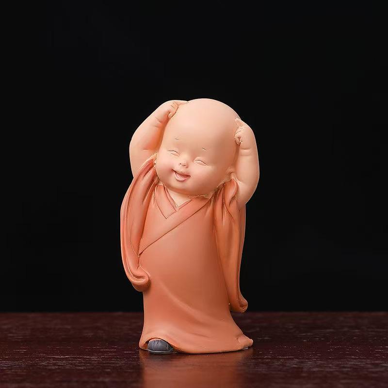 Resin Cute little monk sculptures and figurines Home, Room Car, Office,  Table decoration and accessories Wealth Luck Decor