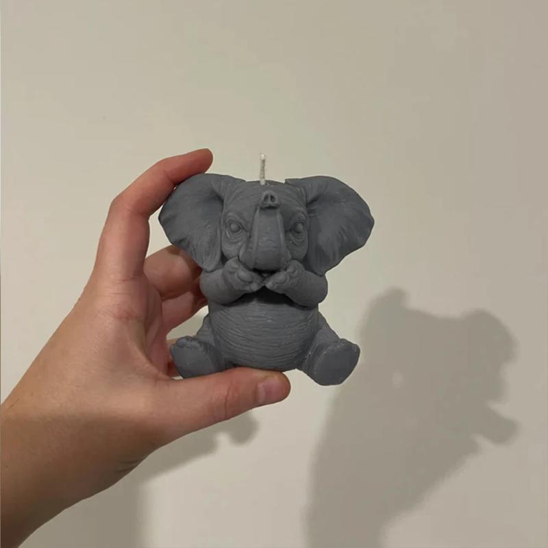 3D Elefant Silikon Lysform Søt Dyr Aromaterapi Gips Resin Såpefremstillingsverktøy DIY Håndlaget Hjemmedekorasjon Kunst