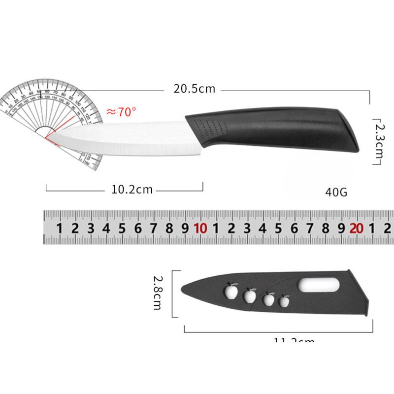 Ceramic Fruit Knife for Kitchen 3 4 5 6 Inch Chef Knife with Sheath Utility Slicing Cooking Tool for Vegetable Rustproof Zirconi