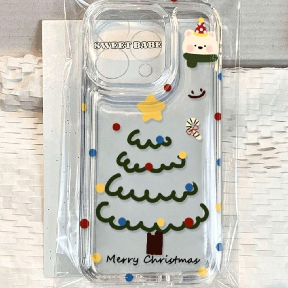 Luxury Transparent Clear Case for IPhone 16 15 14 13 12 11 Pro IPhone 14 15 16 Pro Max 15 16 14 Plus Christmas Tree Soft Shell