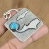 Round Natural Tibetan Turquoise No Stone 925 Sterling Silver Handcrafted Pendant