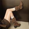 Boots Suede New Tassel Autumn Retro Short Boots Pointed Boots Single Pile Medium Boots Middle Heel 2025 Short Boots Women