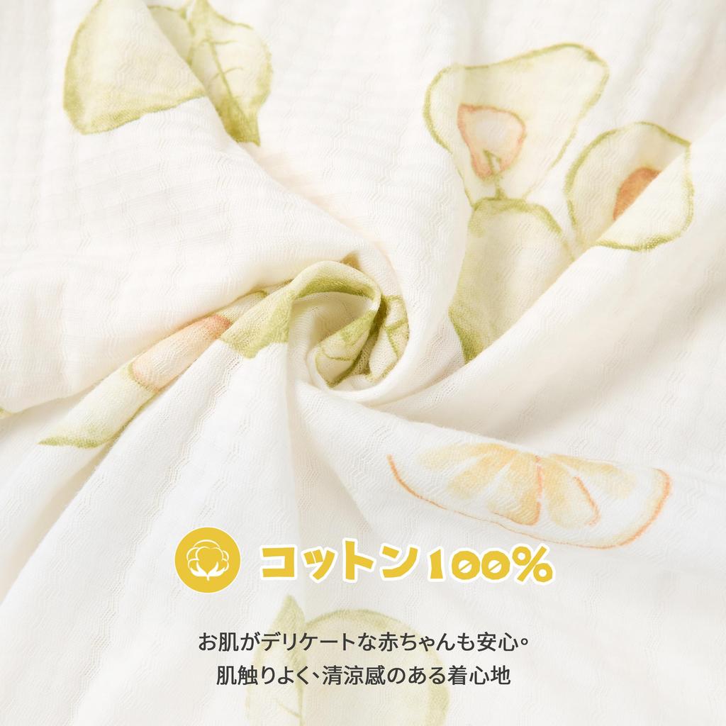 Baby Short Sleeve Baby Front [Volunboy] Clothes, Romper, Boys, Girls, 100% Cotton, Thin, Cool, Clothes, Coverall, Opening, All-over Pattern, Cute,