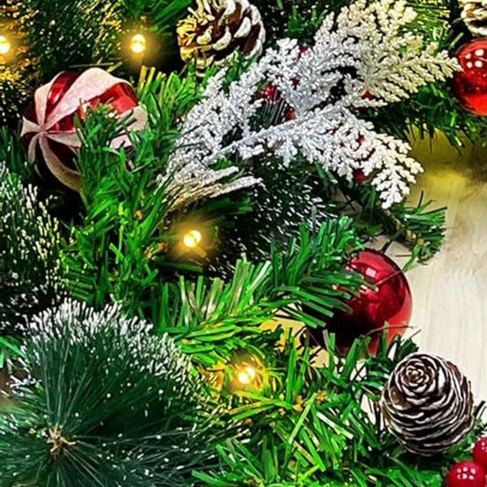 9 FT Christmas Garland with Lights 50 LED Lights 8 Modes Lighted Artificial Pine Garland with Pine Cones Red Berries for Mantel Fireplace Home Decor