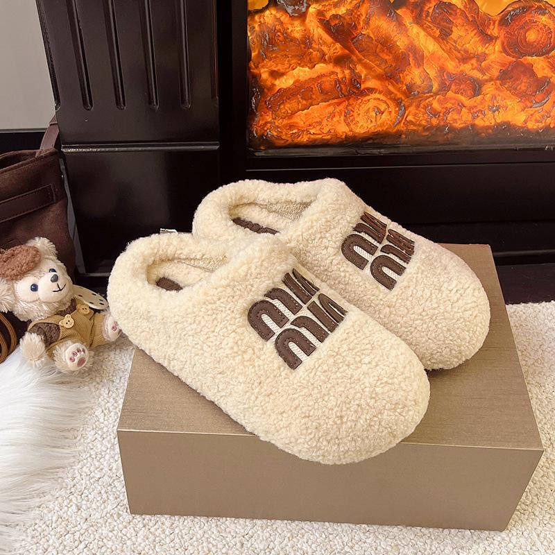 One pedal of fluffy shoes for women to wear 2025 new Korean version of gentle fairy wind Doudou shoes for women winter velvet cotton shoes