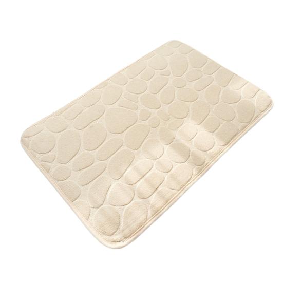 Coral Velvet Floor Mat, with Pebble Pattern Bathroom Carpet, Absorbent Non-Slip Door Mat for Bathroom Entryway Kitchen