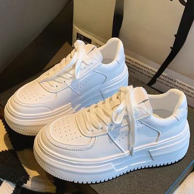 Leather Board Shoes Children's Spring New Thick-soled Heightening White Shoes Student Versatile Casual Sports Shoes