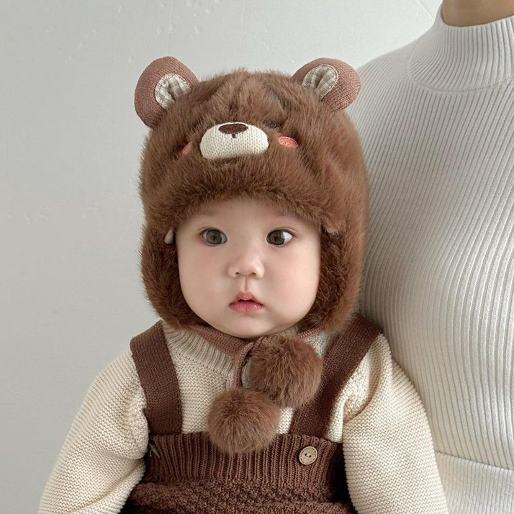 

Warm Baby Ear Protection Cap Thickened Capybara Beanie Caps Outdoor Activities кавовий