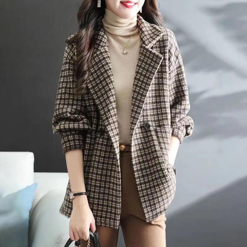 Coat for Women Cotton Winter Thickened Casual Versatile Oversize Double Layer Button Cardigan Suit Jacket