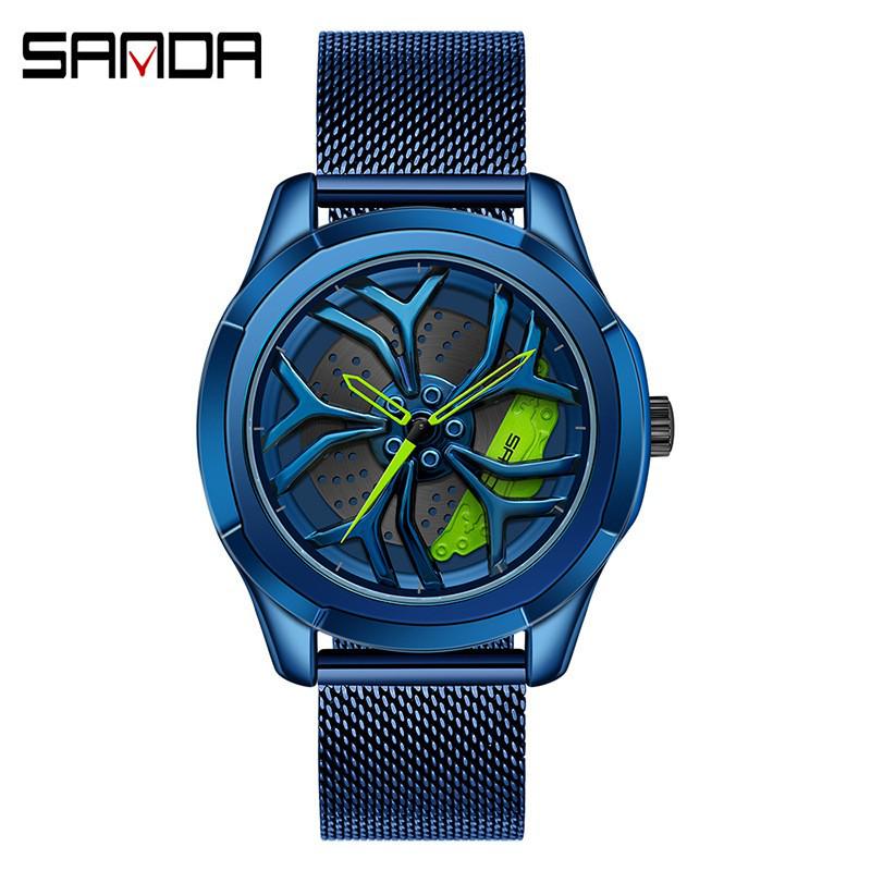 Classic Men's Quartz Watch - Car Wheel Style, Steel Band, Trendy & Casual