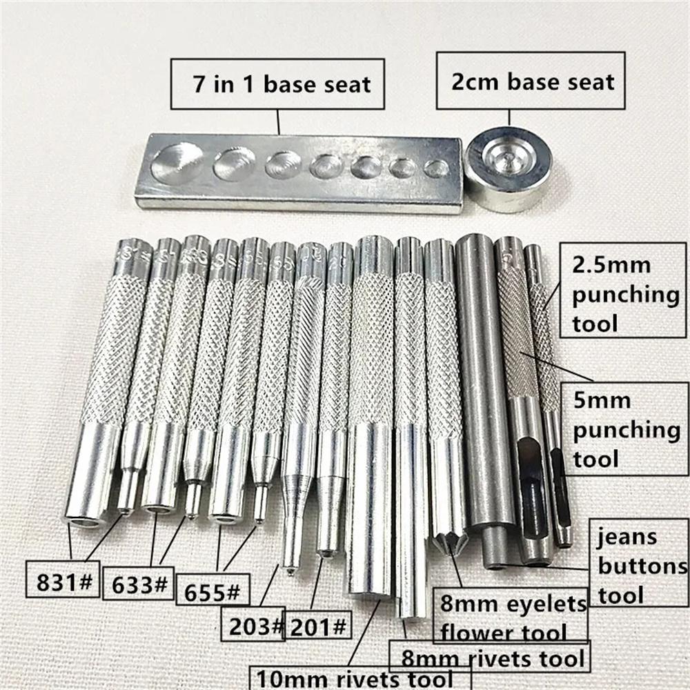 

16Pcs/Set DIY Leather Craft Snap Fastener Rivet Metal Installation Tools for Sewing/Punching/Fixing Type A