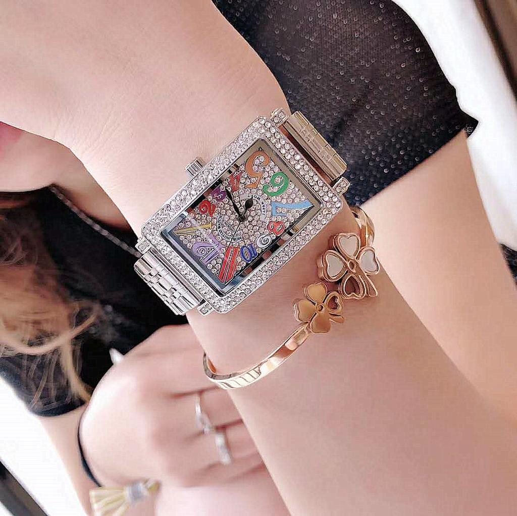 Watch Ladies Fashion Retro Steel Belt Digital Rectangle Bracelet Tide Diamond Watch