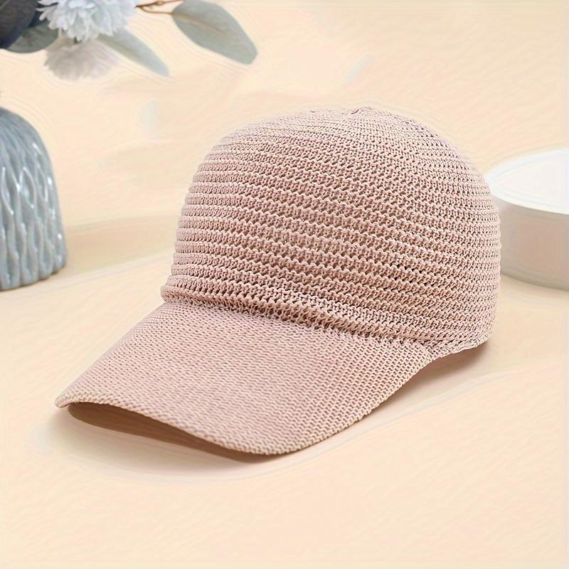 spring/summer Linen knit baseball cap openwork baseball cap adjustable versatile outdoor casual duckbill cap