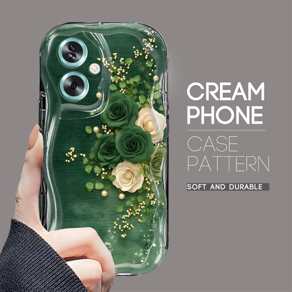 Model drăguț de desene animate Carcasă cu textura cremă cu margine ondulată Husă din silicon moale pentru telefon pentru OPPO Reno Realme