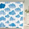 Watercolor Clouds Sky Scenery Shower Curtains Waterproof Fabric Bath Curtains For Bathroom Bathtub Bathing Cover With Hooks