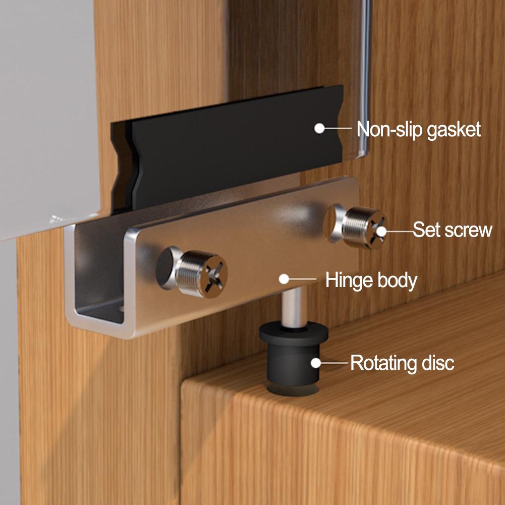 Glass Door Pivot Hinges Cupboard Showcase Clip Glass Clamps Latches Rust-Proof No Drilling Home Furniture Hardware Accessories