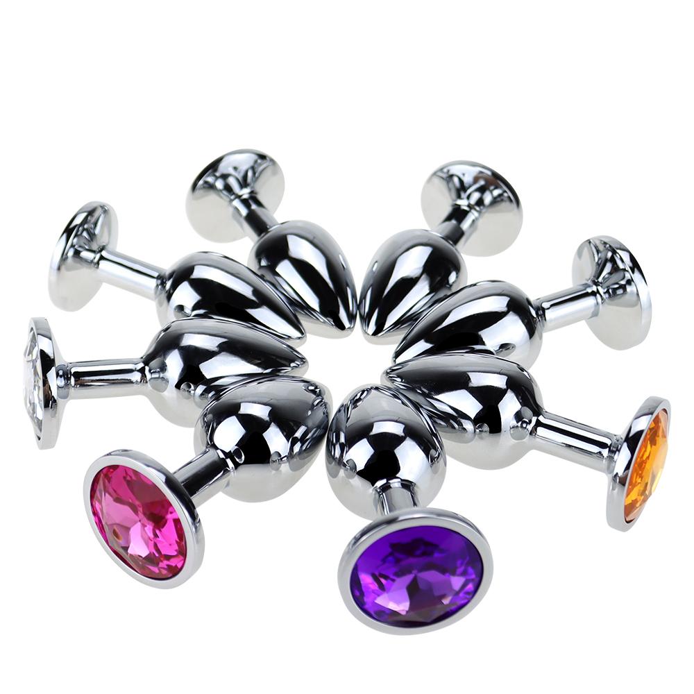 Metal Anal Plugs + Crystal Jewelry 7 Colors Small Anal Sex Toys For Women & Men Mini Round Shaped Stainless Dildo Intimate Goods