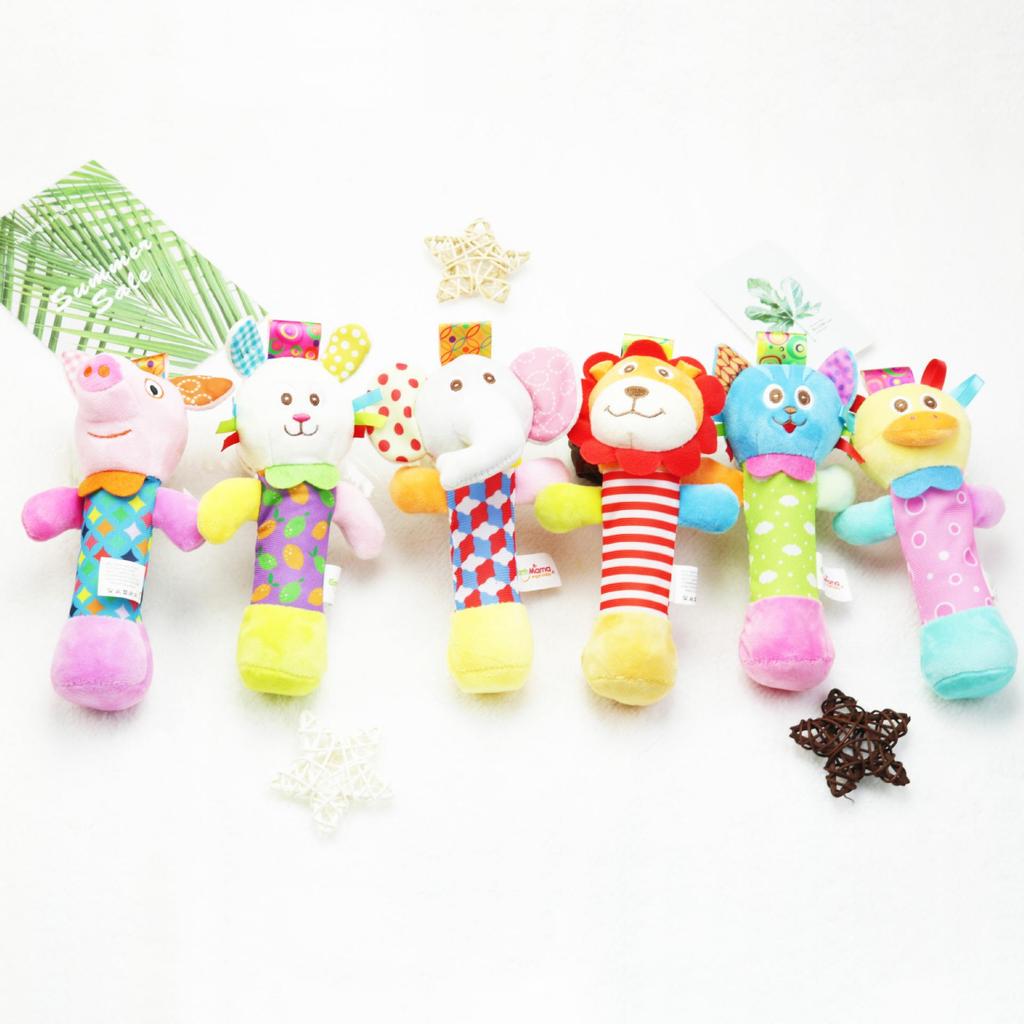 EarthMama Animal Hand Rattle Toy with BB Device - Early Education & Soothing Doll for Infants