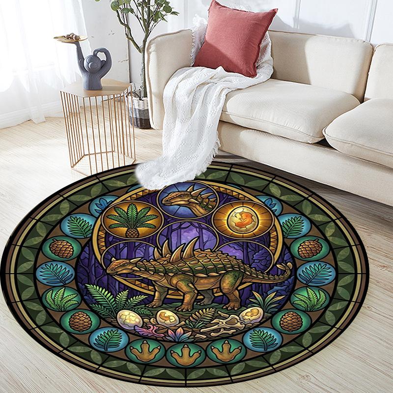 Prehistoric Fossil Art Round Area Rug Under Office Chairs Bedroom Living Room Home Decor