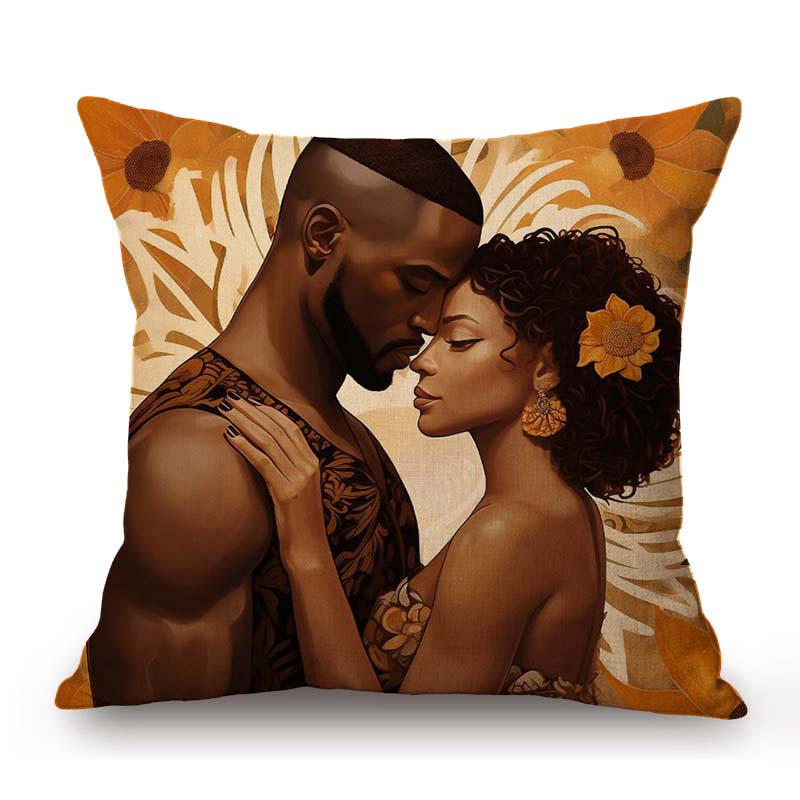 Exotic African Art Black Queen And King Oil Painting Cotton Linen Decoration Art Sofa Throw Pillow Case Car Seat Cushion Cover