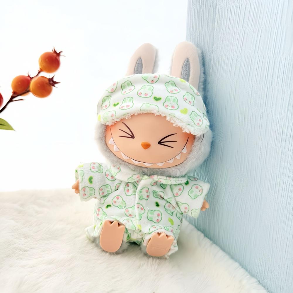 Pro 15cm/17cm Panenky Labubu I II Oblečení Roztomilá Maska na Oči Pyžamo Třídílný Set Doplňky Oblečení Oblečení pro Plyšové Panenky