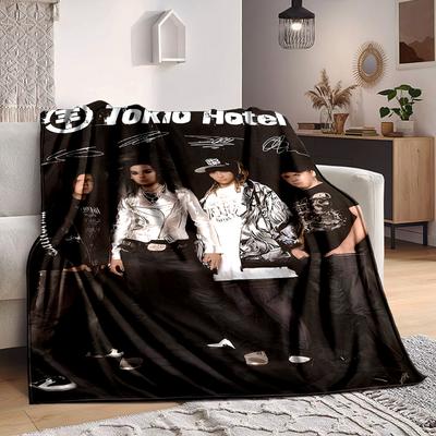 1pc Tokio Hotel Merchandise Blanket Soft All Season Throw with Vibrant Design, Perfect for Home, Travel, and Gifts, Ideal for Naps and Camping