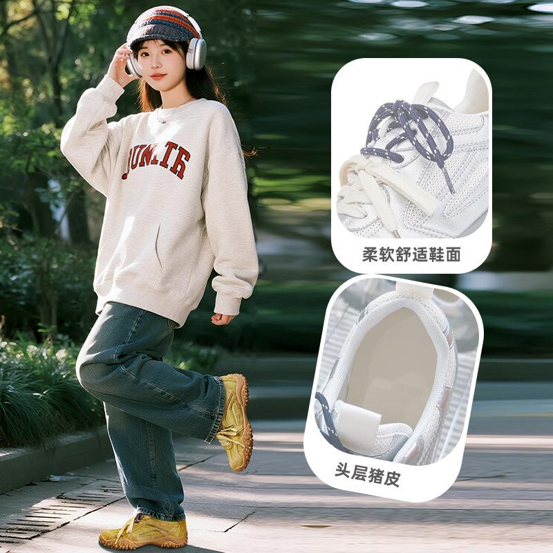 Leather Forrest Gump shoes 2025 autumn new shoes women's light and thin sports shoes light commuting dad shoes casual women's shoes