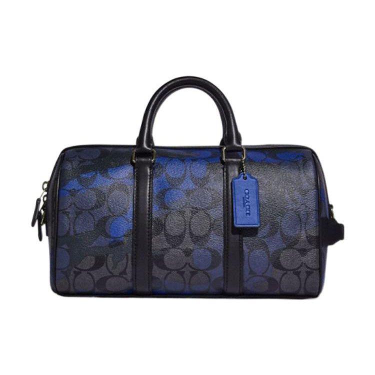 Coach Unisex Black/Blue Venturer 27 Classic Monogram Camouflage Print Coated Canvas And Leather Travel Bag Men Shoulder Bag Cc025-Qbtkg