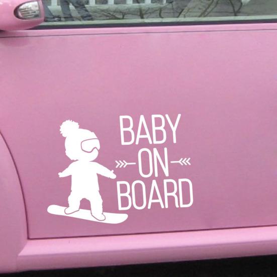 16x12cm BABY ON BOARD Snowboard Waterproof Car Styling Window Sticker Decal