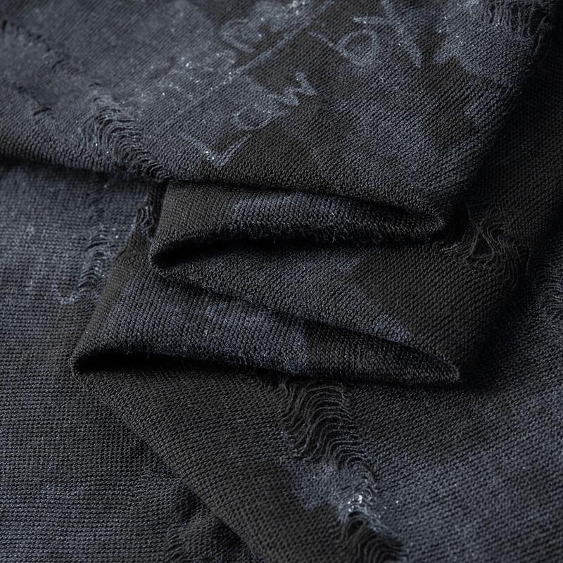 Men's Plus Size Summer Distressed Jacquard T-Shirt