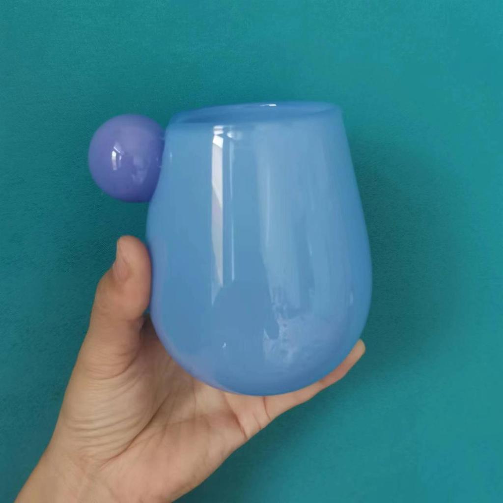 Cute Candy Colored Glass Cup, Creative Small Ball Milk Juice Cups, Women's Colorful Bubble Ball Cup, Heat-resistant Coffee Mug