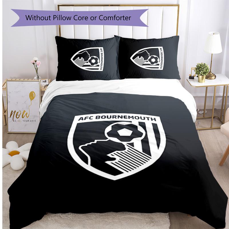 Set Lenzuola Stampato Calcio Bournemouth 3 Pezzi, Comodo Set Copripiumino per Camera da Letto Amico della Pelle
