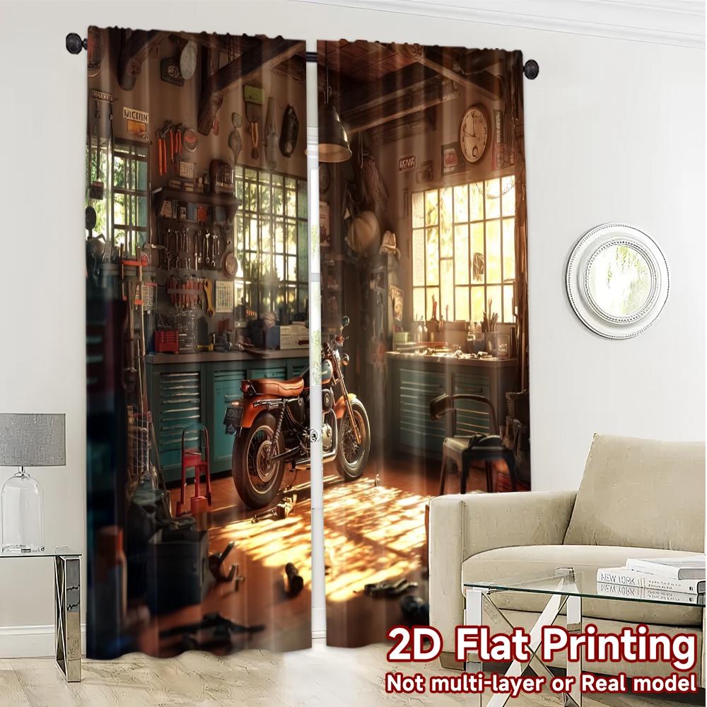 2pcs   2D FLAT PRINTING Curtains (Without Rod) Garage Haven Popular Minimalist Curtains Durable Polyester Curtains Gifts Perfect