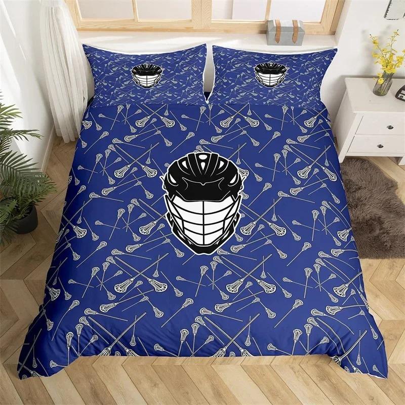 Lacrose Soft durable Quality Duvet Cover Ful Quen Lacrose Field Winter Bal Sports Games Beding Set Modern Athletic Competion Warm Comforter Cover