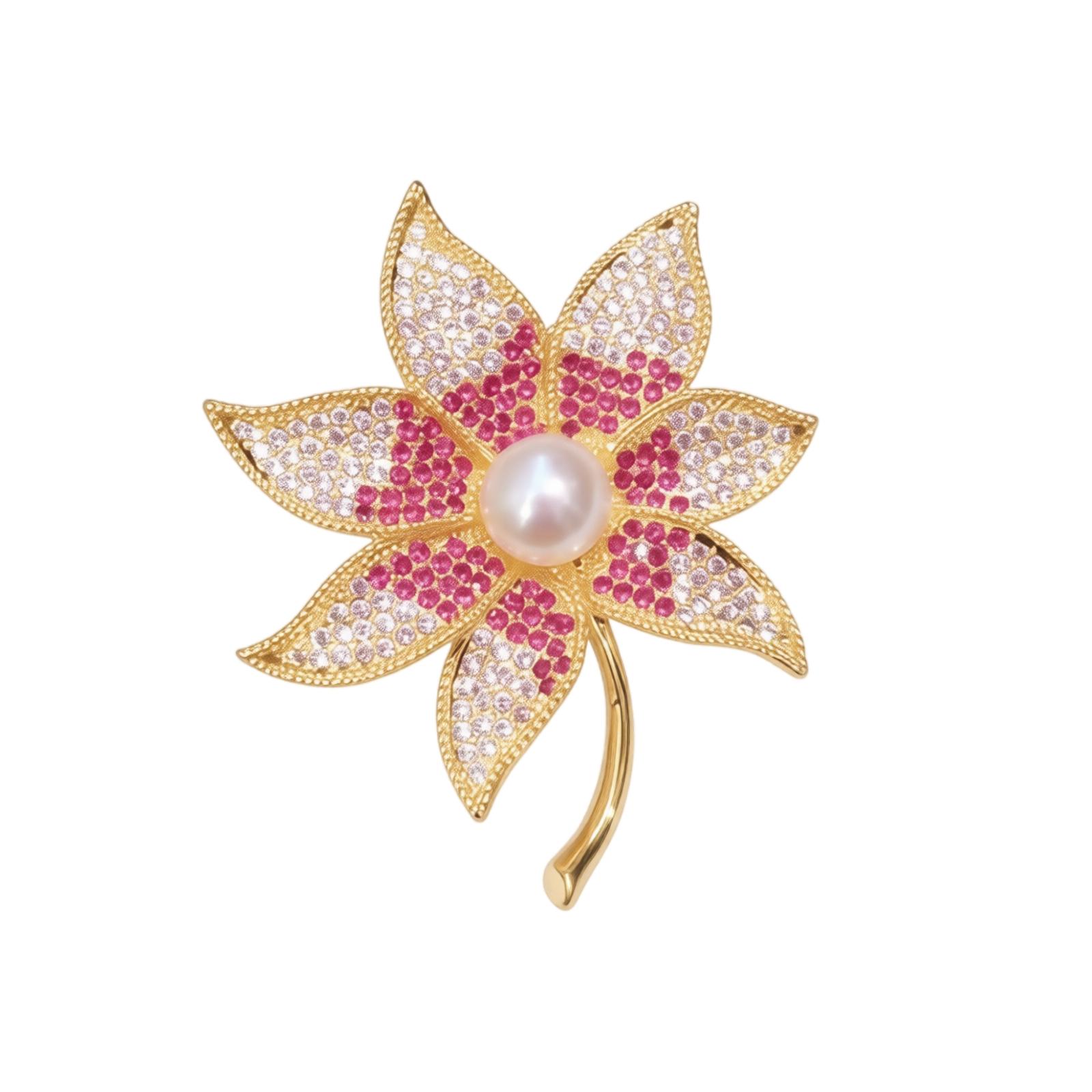 Maple Leaf Brooch for Women, Full Coat Pin with, Winter Fashion Accessory one size