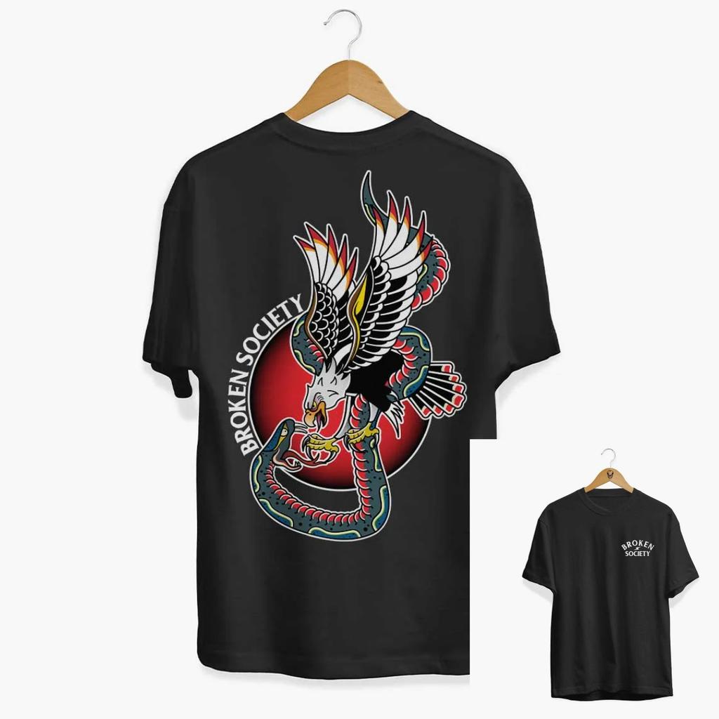Eagle Vs Snake Tattoo Art Retro Style Casual TShirt Unisexs and Womens Luxury Brand Top 2026 New