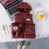 Backpack-ear Children's Down Cotton Vest, Autumn and Winter Thick Outerwear Hooded Vest for Boys and Girls
