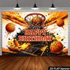 2D Plane Basketball Theme Birthday Party Background Cloth, Durable Polyester MaterialXY