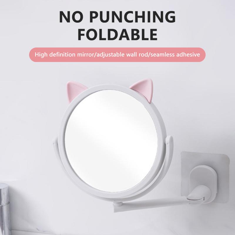 Wall Mounted Foldable Extending Arm Bathroom Mirror With Swivel Suction For Cosmetic Makeup No Drill Required