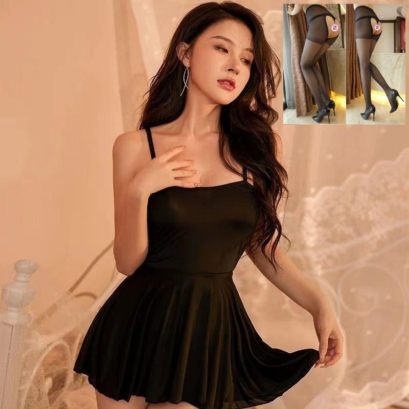 Verlockendes durchsichtiges Camisole-Nachthemd-Set