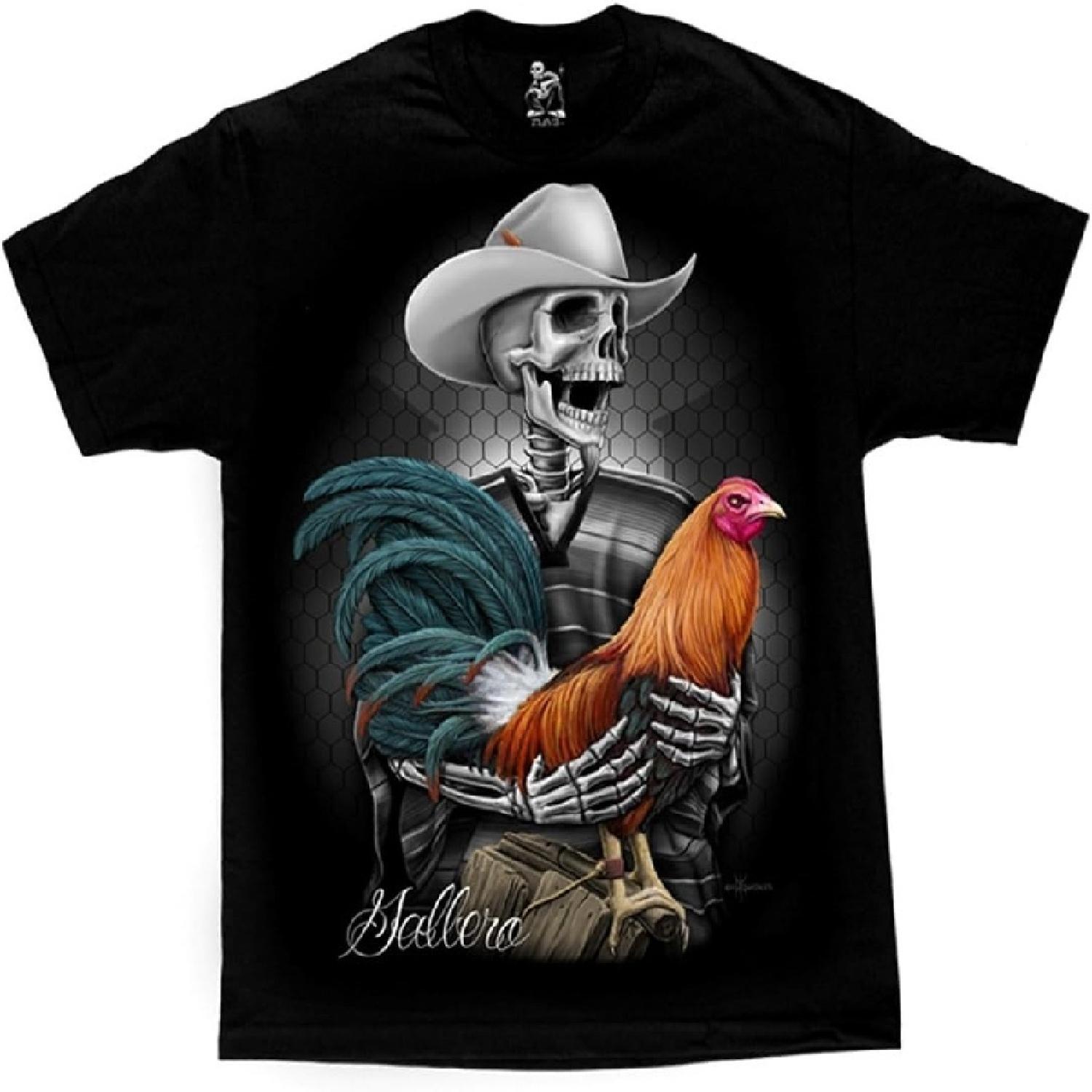 David Gonzales Men s Gallero Rooster Skelleton Rancher DGA Art T Shirt S