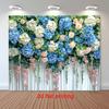 2D White Curtain Floral Backdrop with Hanging Pink Blooms Photo Booth Banner