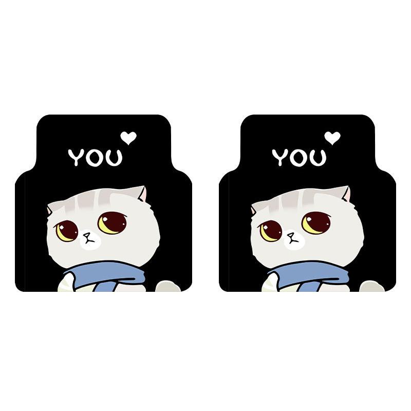 

2/4 шт. моющийся модный автомобильный напольный коврик с рисунком из мультфильма, универсальный противоскользящий пылезащитный протектор, водонепроницаемый передний и задний напольный коврик 07- 2pcs