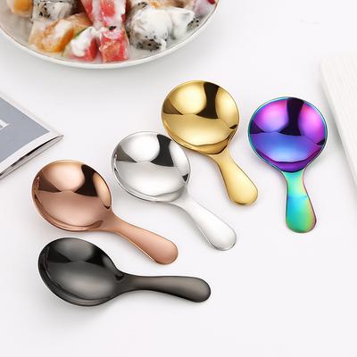 Söt sked i rostfritt stål med kort handtag guld glass te kaffe sked barnsked kök krydda skopa