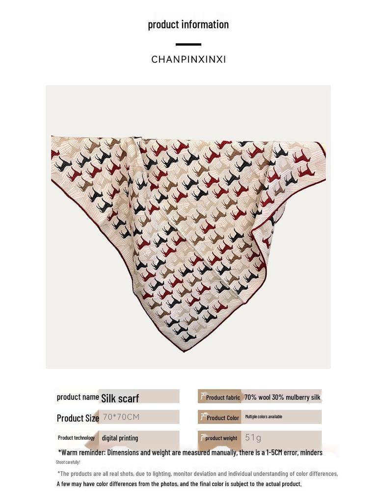 Fashionable Mulberry Silk Scarf - 70x70CM Square Autumn/Winter Head or Neck Scarf