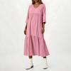 Women's Fashionable And Casual Solid-color Cotton And Linen Dress